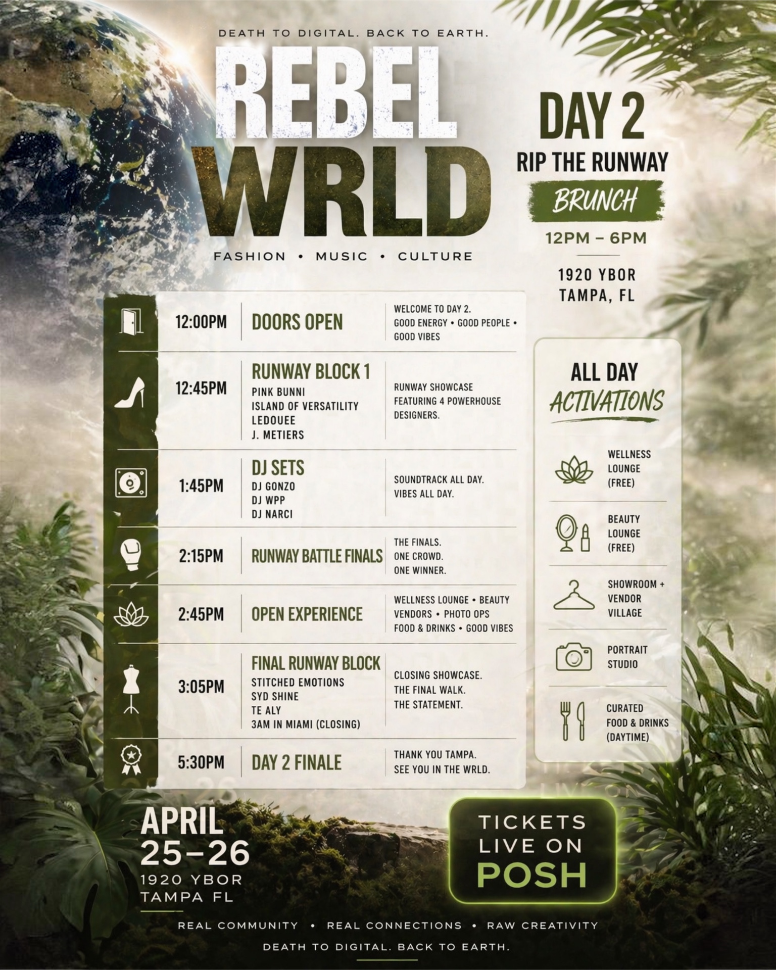 Rebel Wrld Day 2 schedule flyer